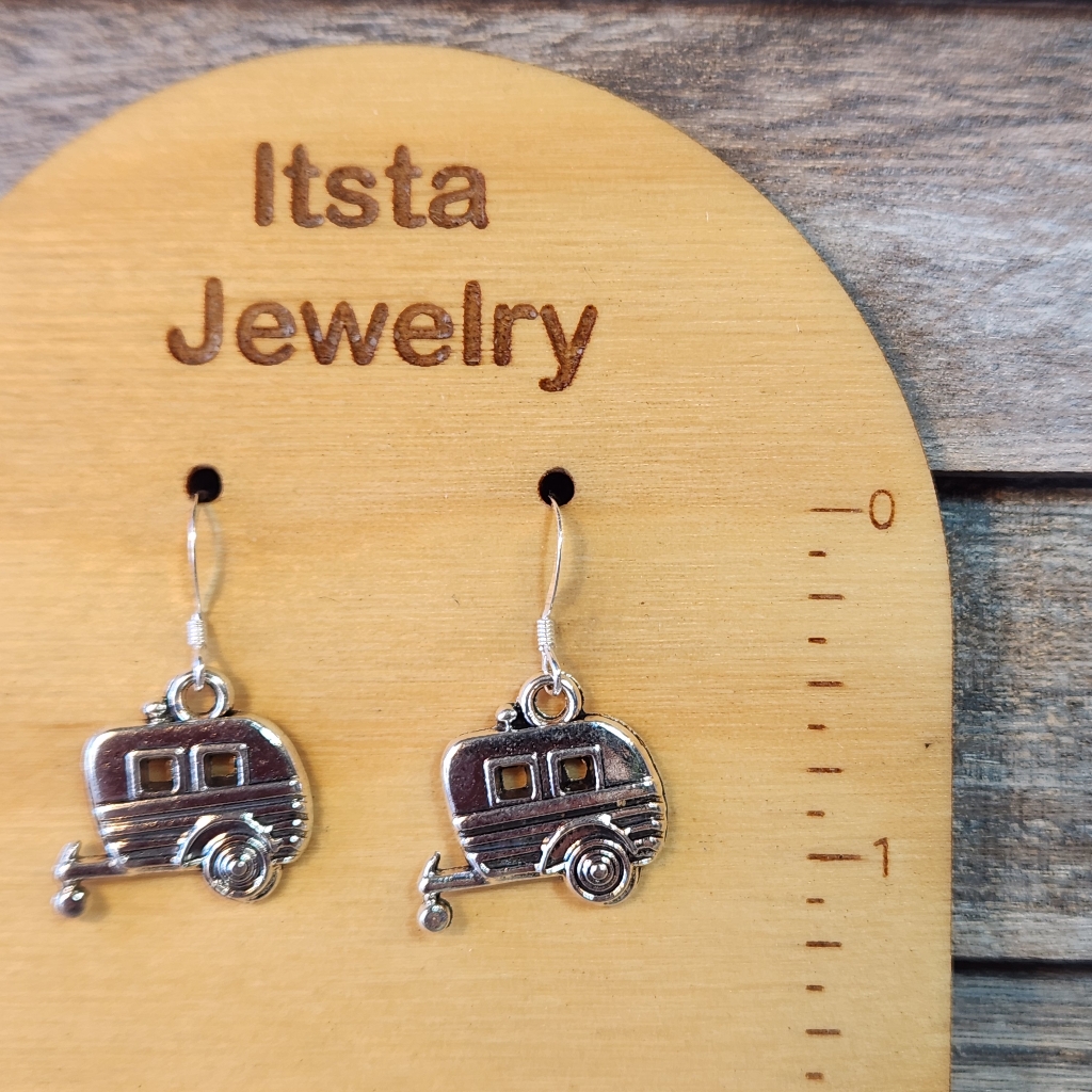 Camper Charm Drop Earrings Sterling Silver Earwires Travel E183